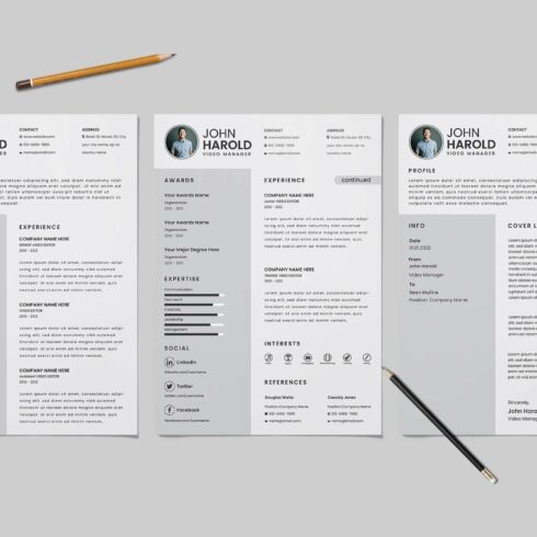 Modern CV Resume Template Design cover image.