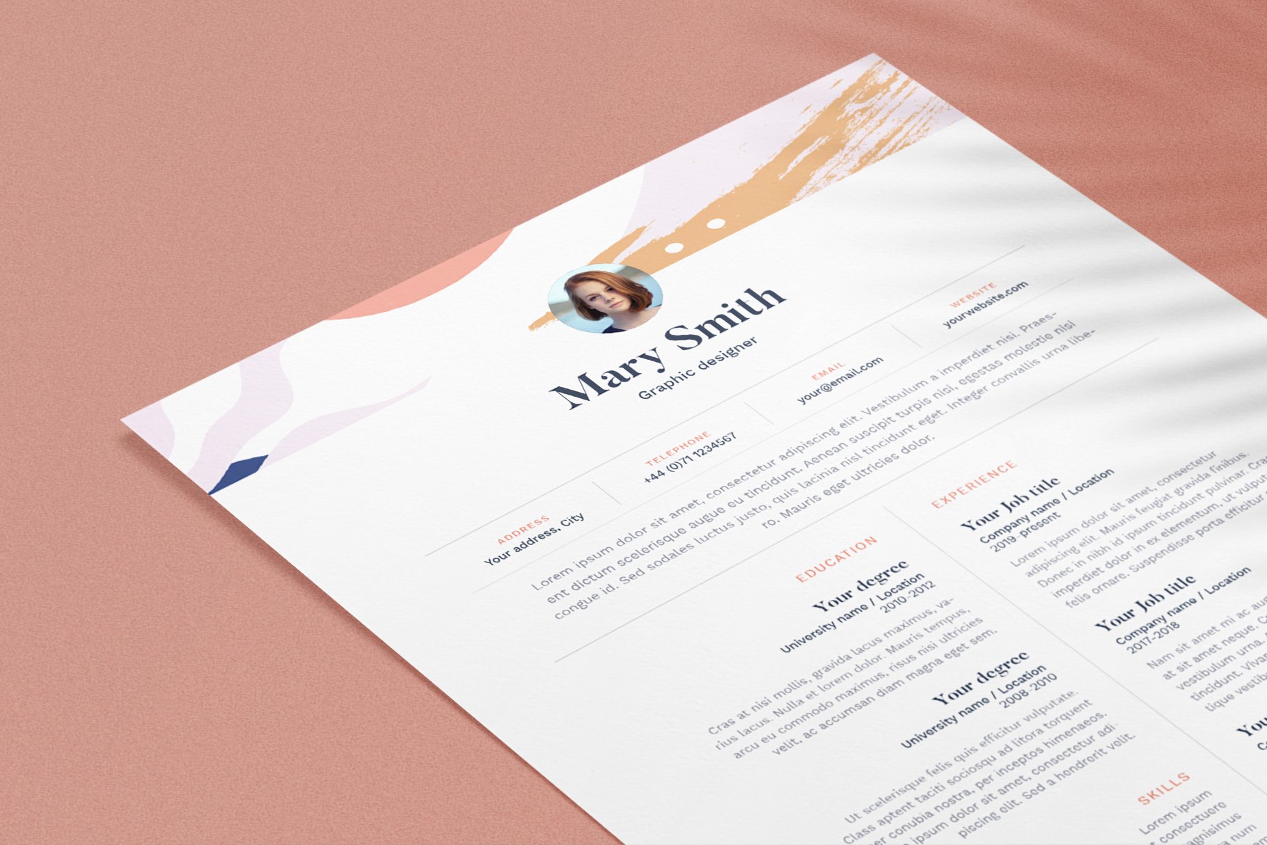 Mary | CV / resume template preview image.