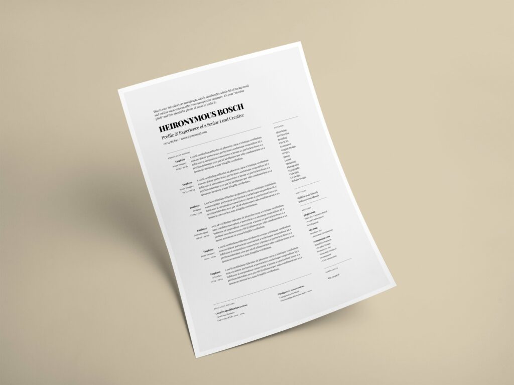 Simple, one-page CV/Resume – MasterBundles