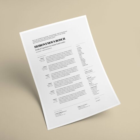 Simple, one-page CV/Resume cover image.