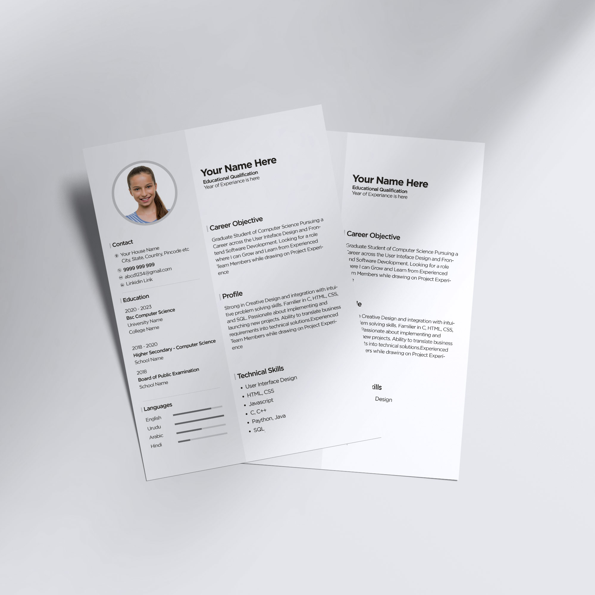 Two resume templates on top of each other.