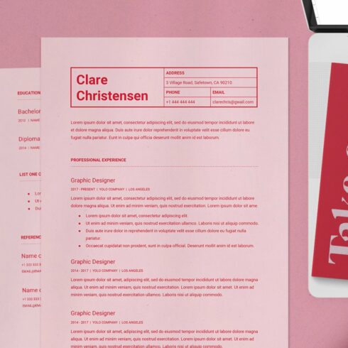 Pink Google Docs Resume Template cover image.
