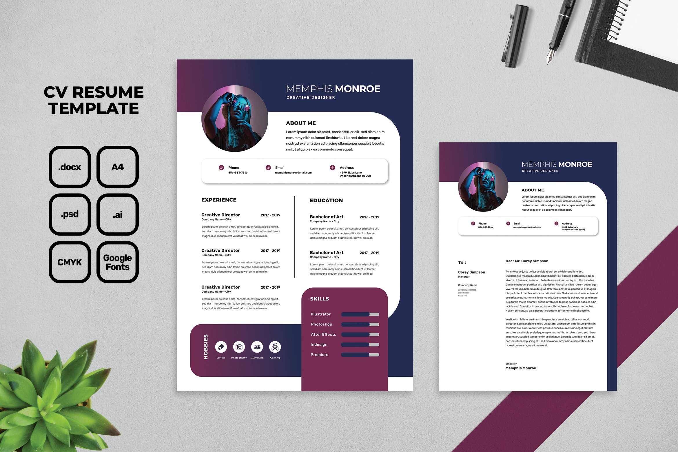 Professional CV And Resume Template cover image.