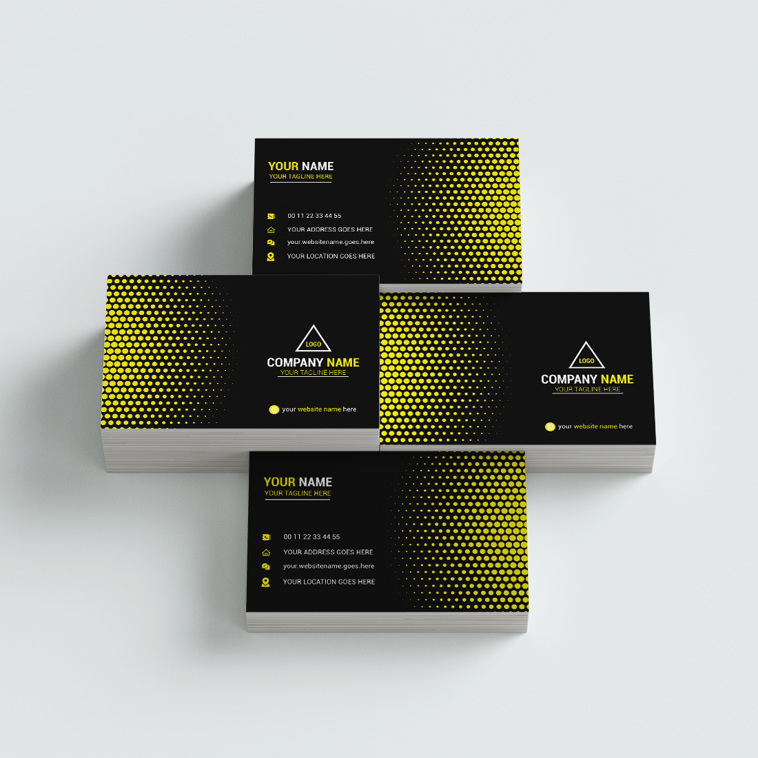 modern abstract black color unique corporate business card design template preview image.