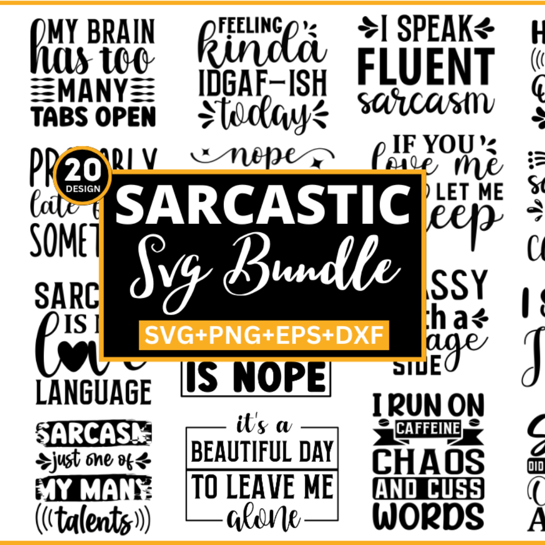 Black and white photo with the words sarcastic svt bundle.