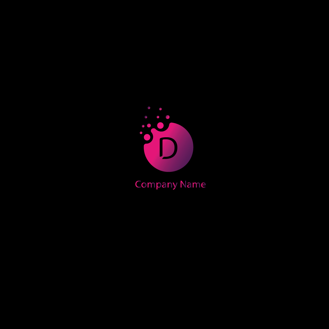 Black background with a pink and purple logo.