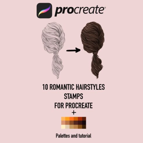 10 Romantic Hairstyles Stamps for Procreate cover image.