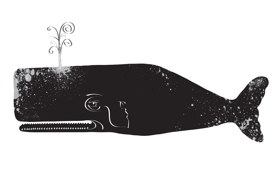 Folk Art Whale Illustration preview image.