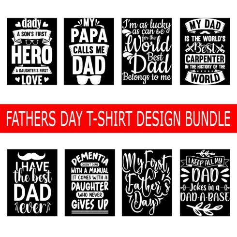Fathers day typography t-shirt design bundle cover image.