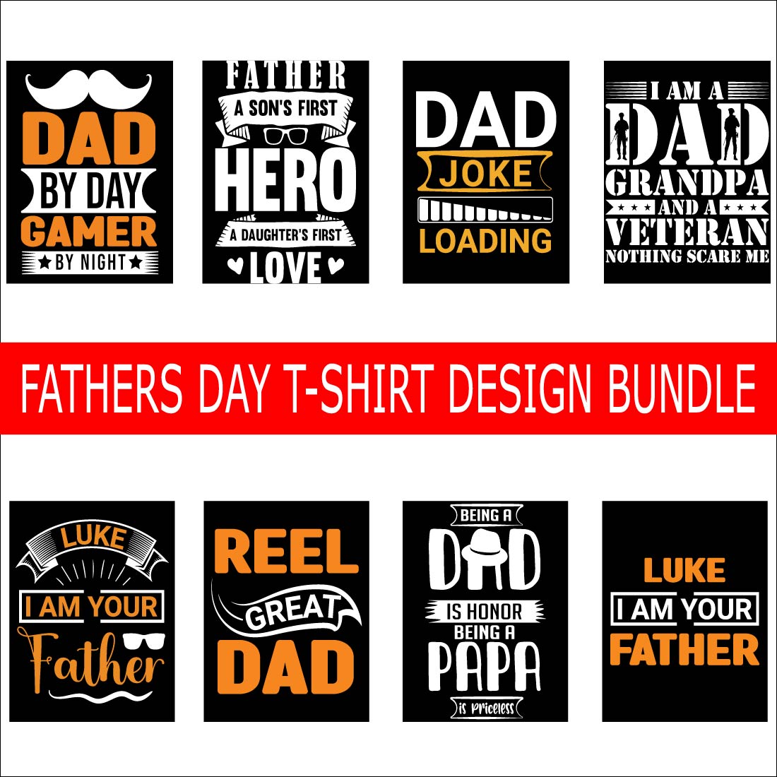 Happy father's day tshirt design bundle preview image.