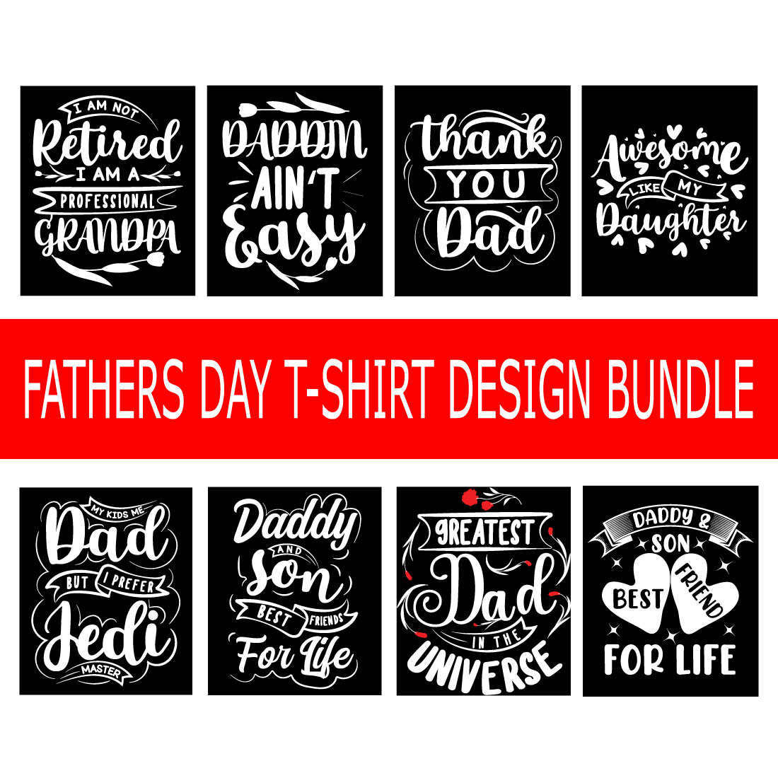 Fathers typography t-shirt design bundle cover image.
