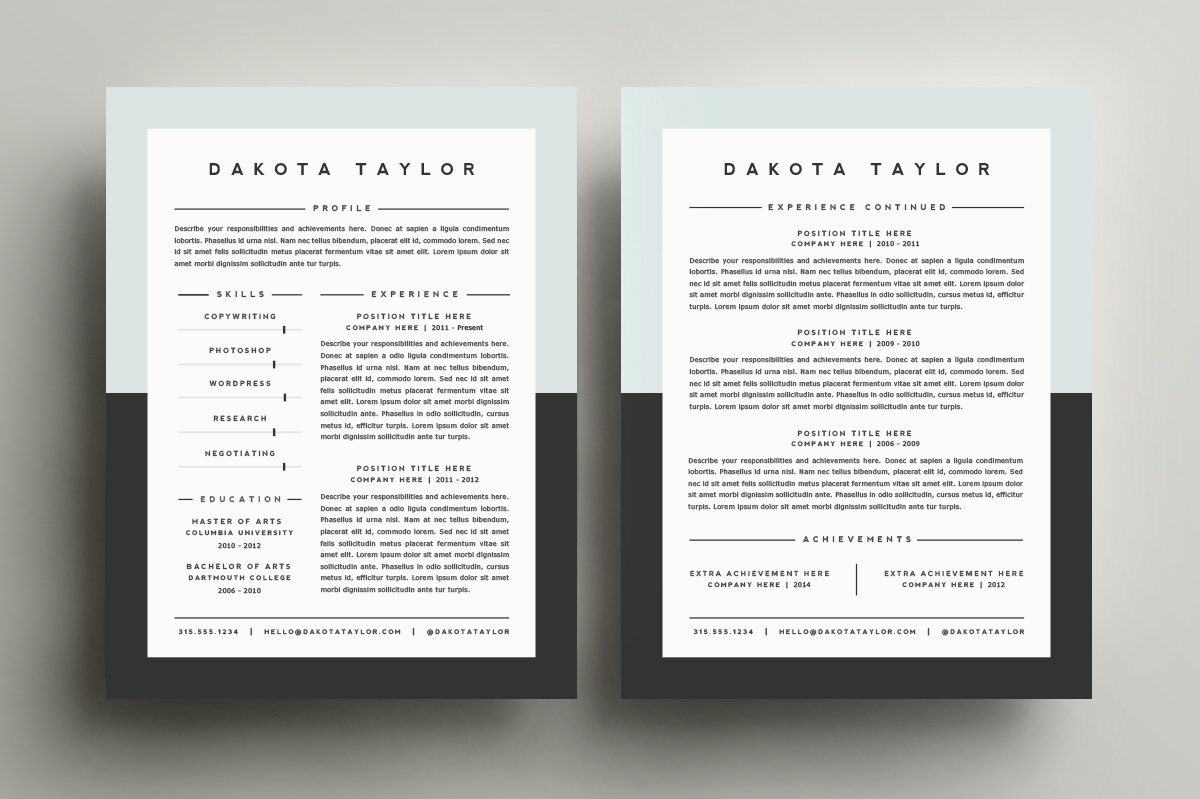 Resume Template 4 Pack | CV Template preview image.