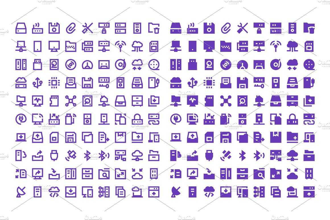 180 Data Storage Material Icons preview image.