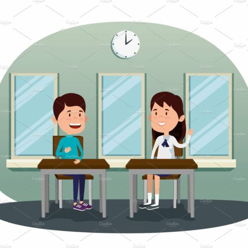 girl and boy students in the desk cover image.