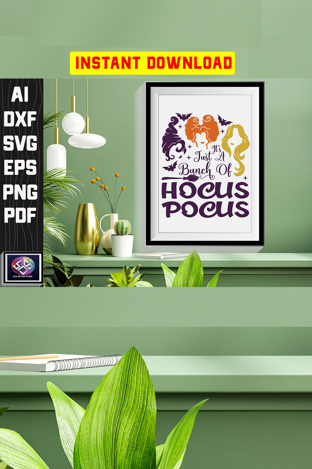Hocus Pocu SVG Bundle , Sandersonn Svg, Sandersonn Sisterss SVG, Cricut, Hocus Pocu Clipart, Halloween svg, 57 Silhouette Cut Files, pinterest preview image.