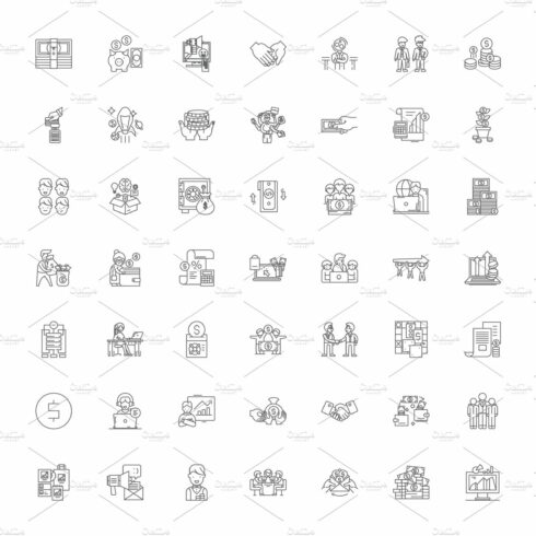 Commerce linear icons, signs cover image.