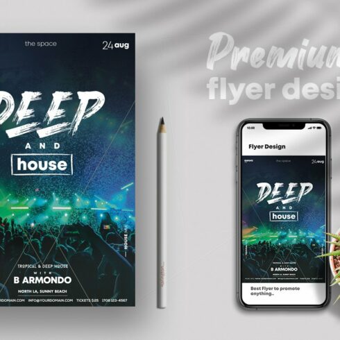 Deep & House Party Flyer (PSD) cover image.