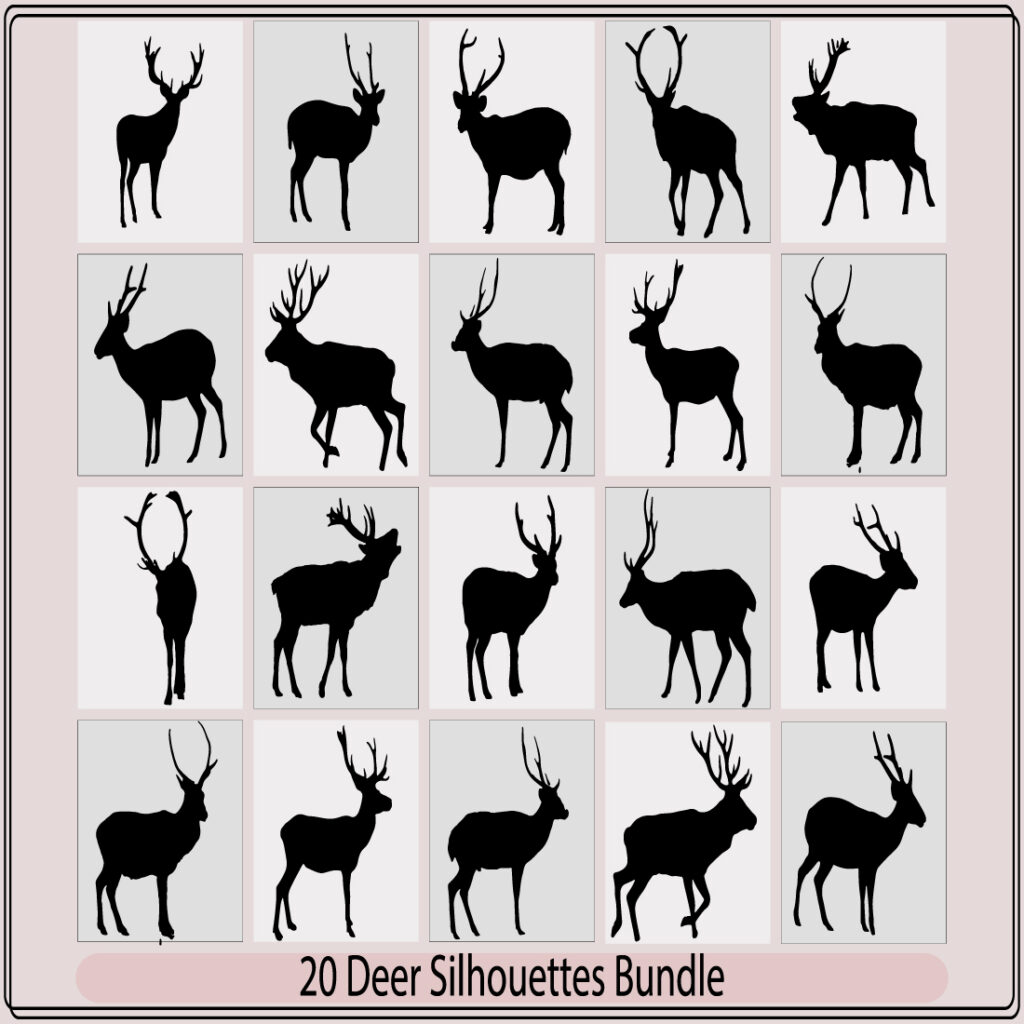 Deer Vector Silhouette Icons.silhouettes Of Deers,silhouette Of Head Of 