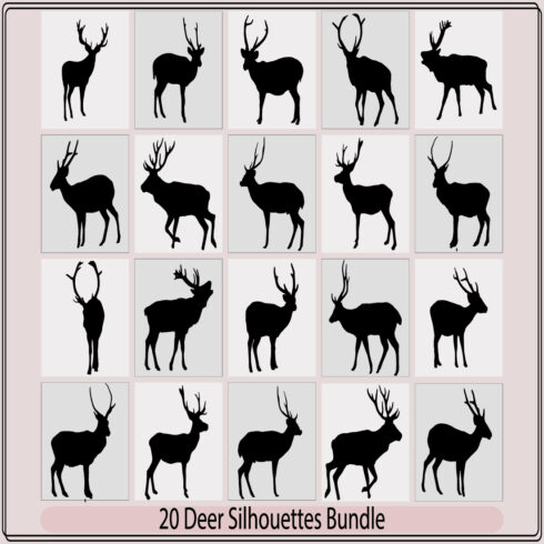 Deer vector silhouette iconssilhouettes of deers,silhouette of head of reindeer,Deer silhouette vector illustration cover image.