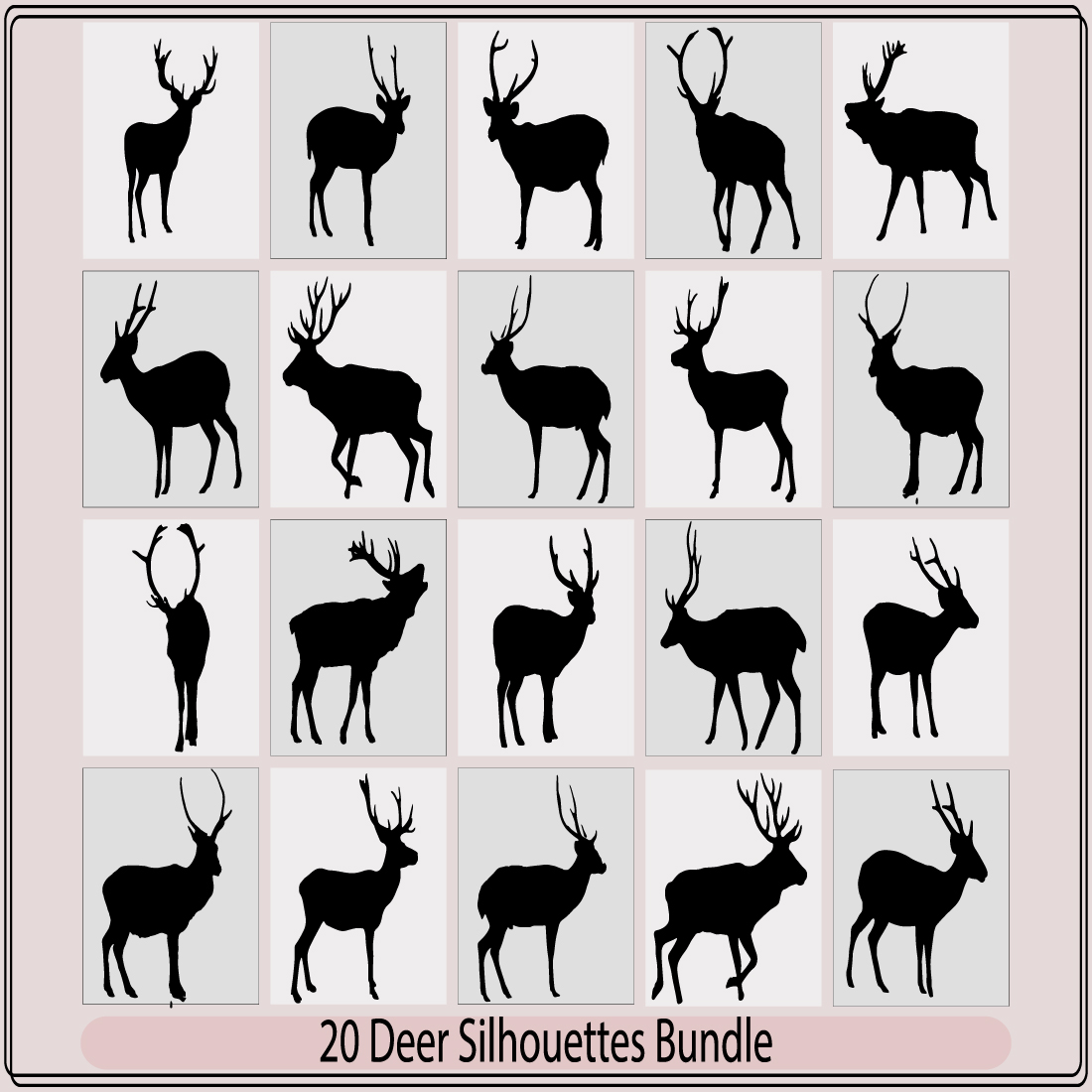 Deer vector silhouette iconssilhouettes of deers,silhouette of head of reindeer,Deer silhouette vector illustration preview image.