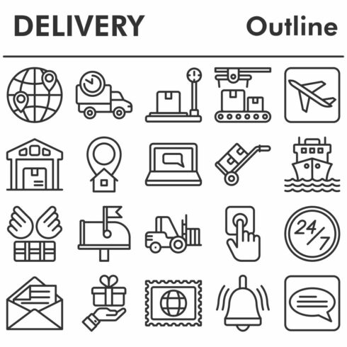 Set, delivery icons set cover image.