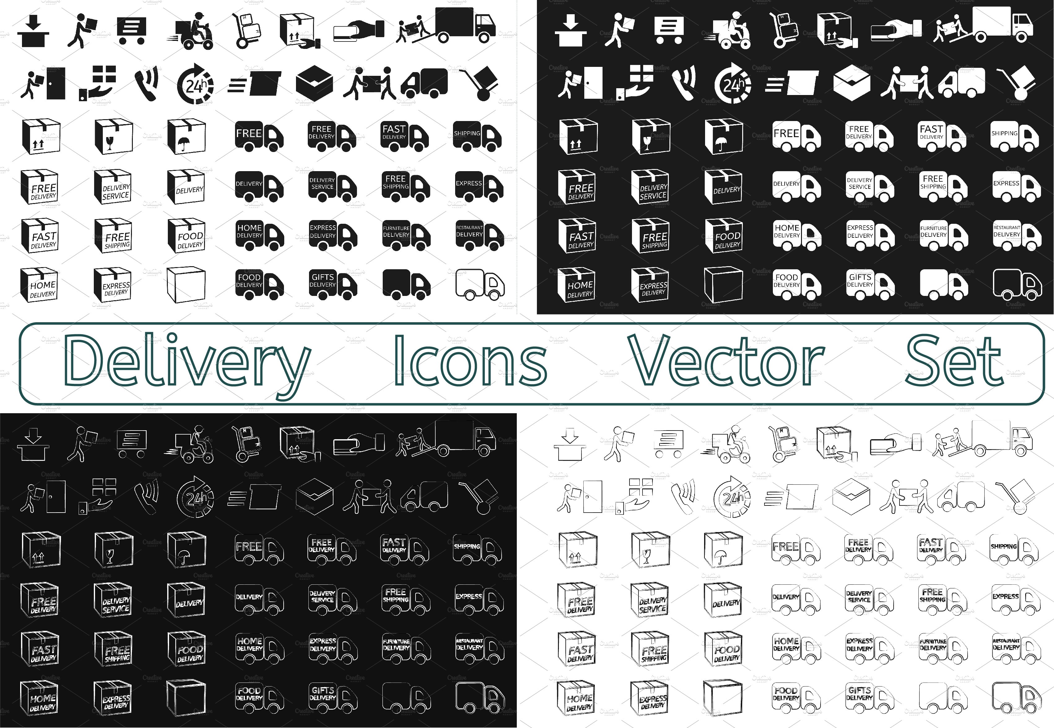 180 Delivery Icons Vector Set cover image.