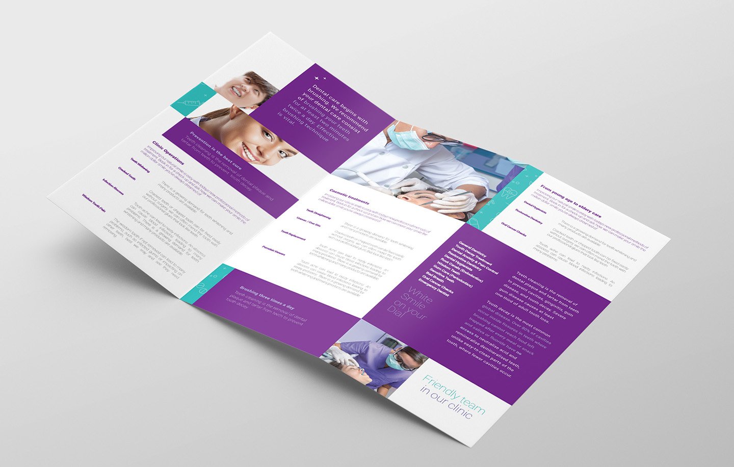 Dental Clinic Trifold Brochure preview image.