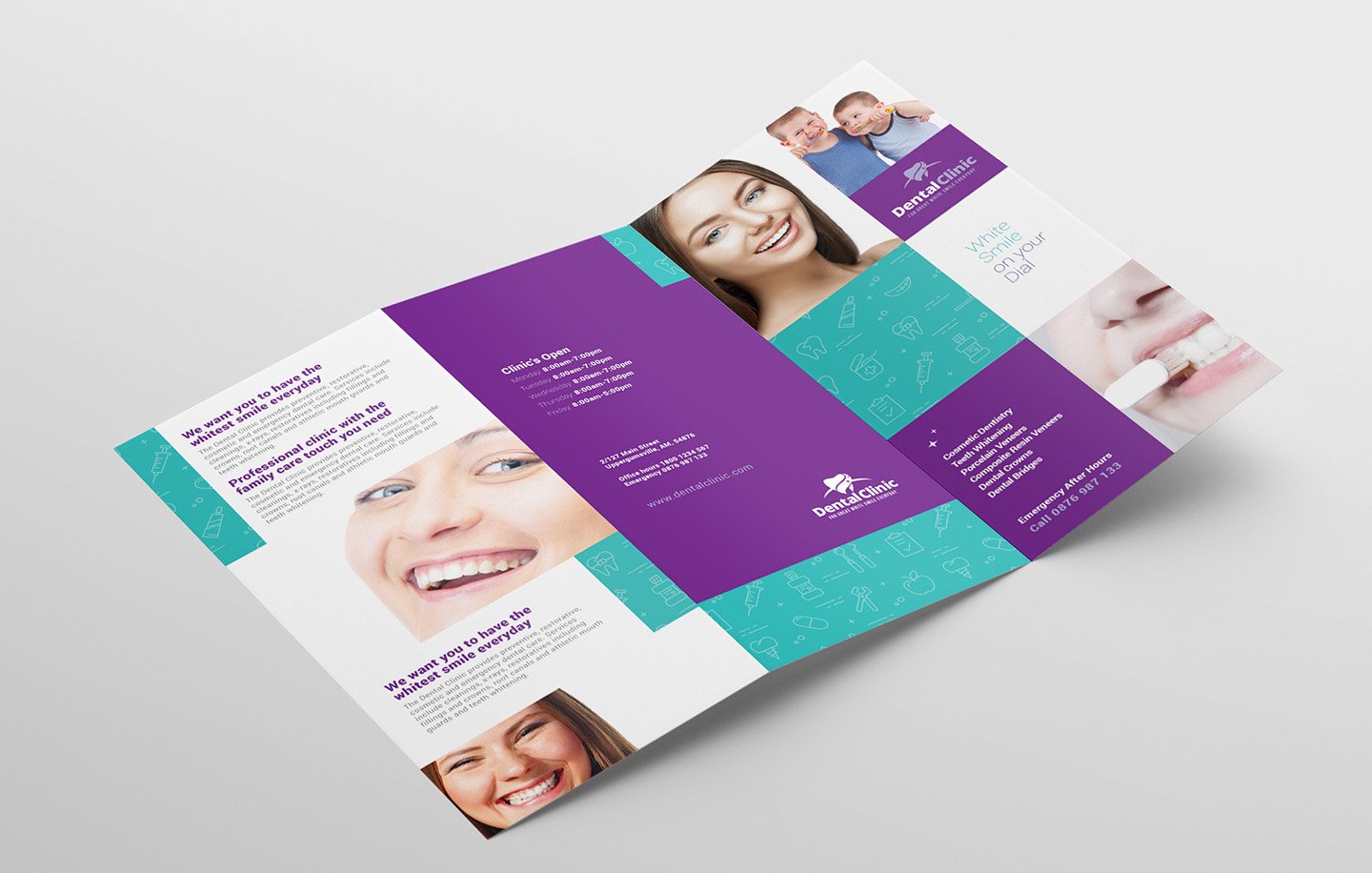 dental clinic tri fold brochure template outside 184