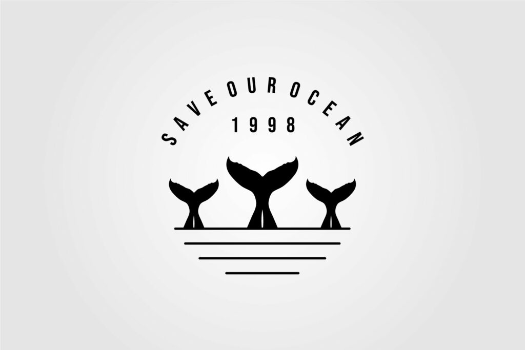 vintage three whale tail logo vector – MasterBundles