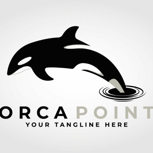 orca point vector logo. whale orca cover image.