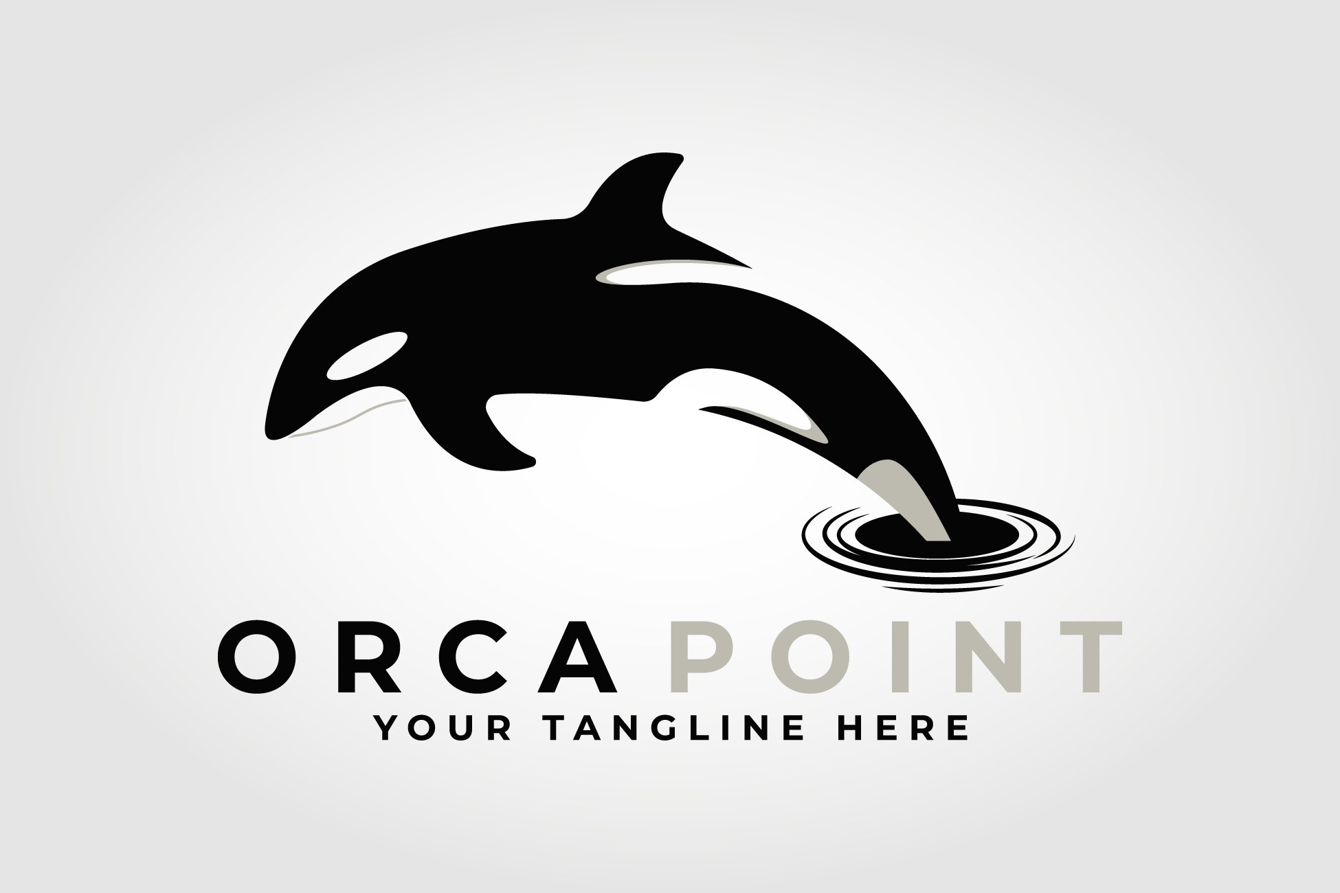 orca point vector logo. whale orca cover image.