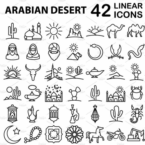 Arabian line icon set cover image.