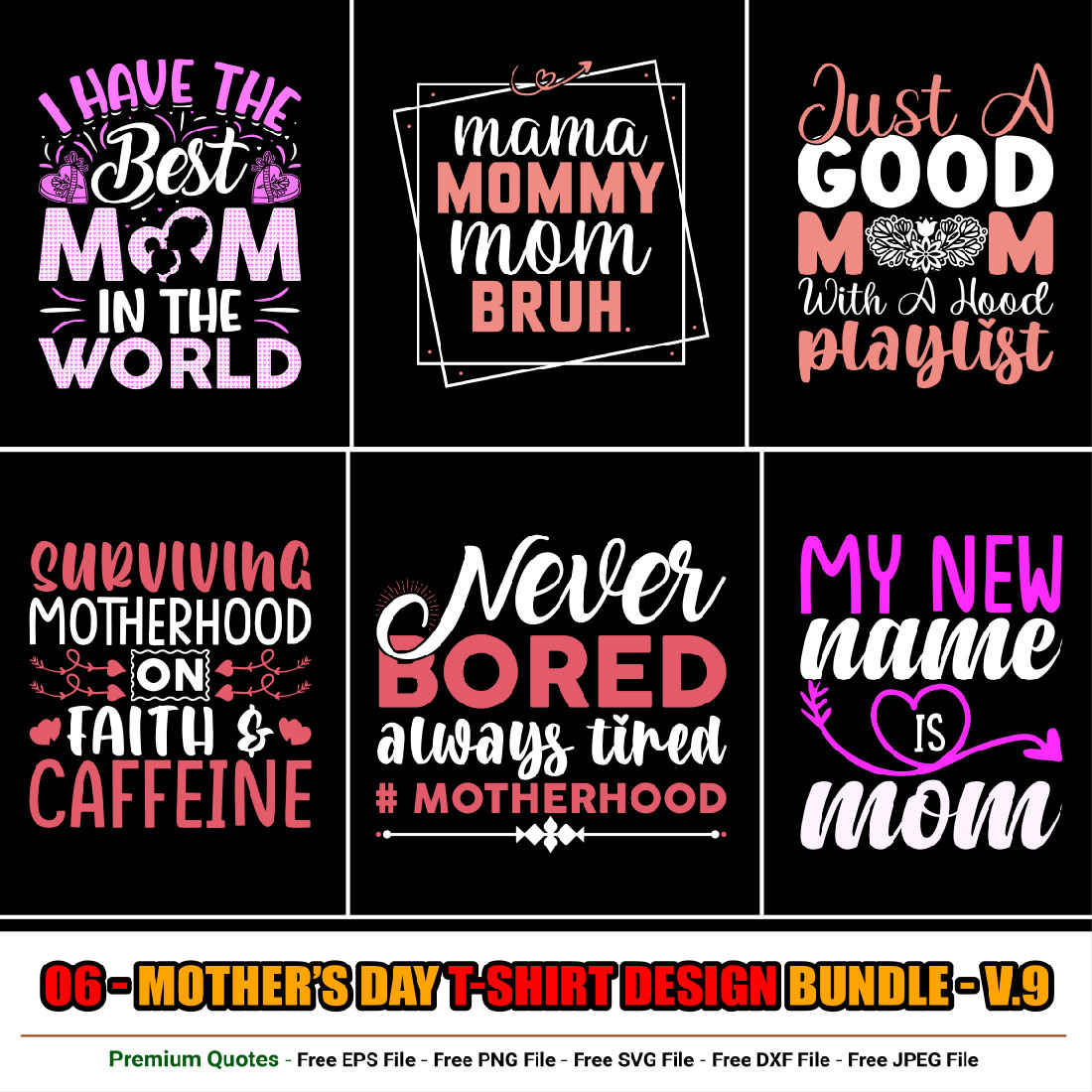 Mother’s Day T-shirt Design Bundle preview image.