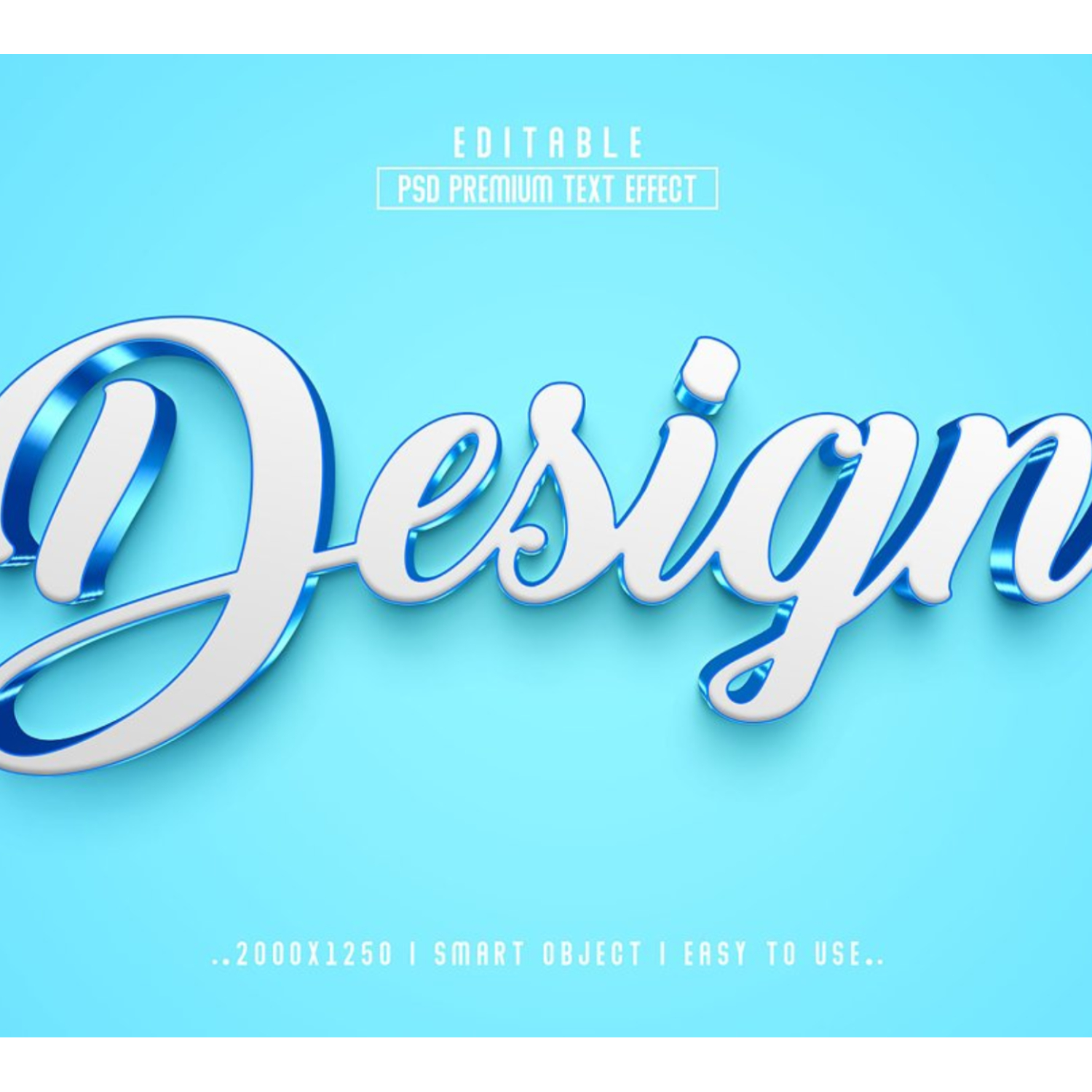 3d type of the word design on a blue background.