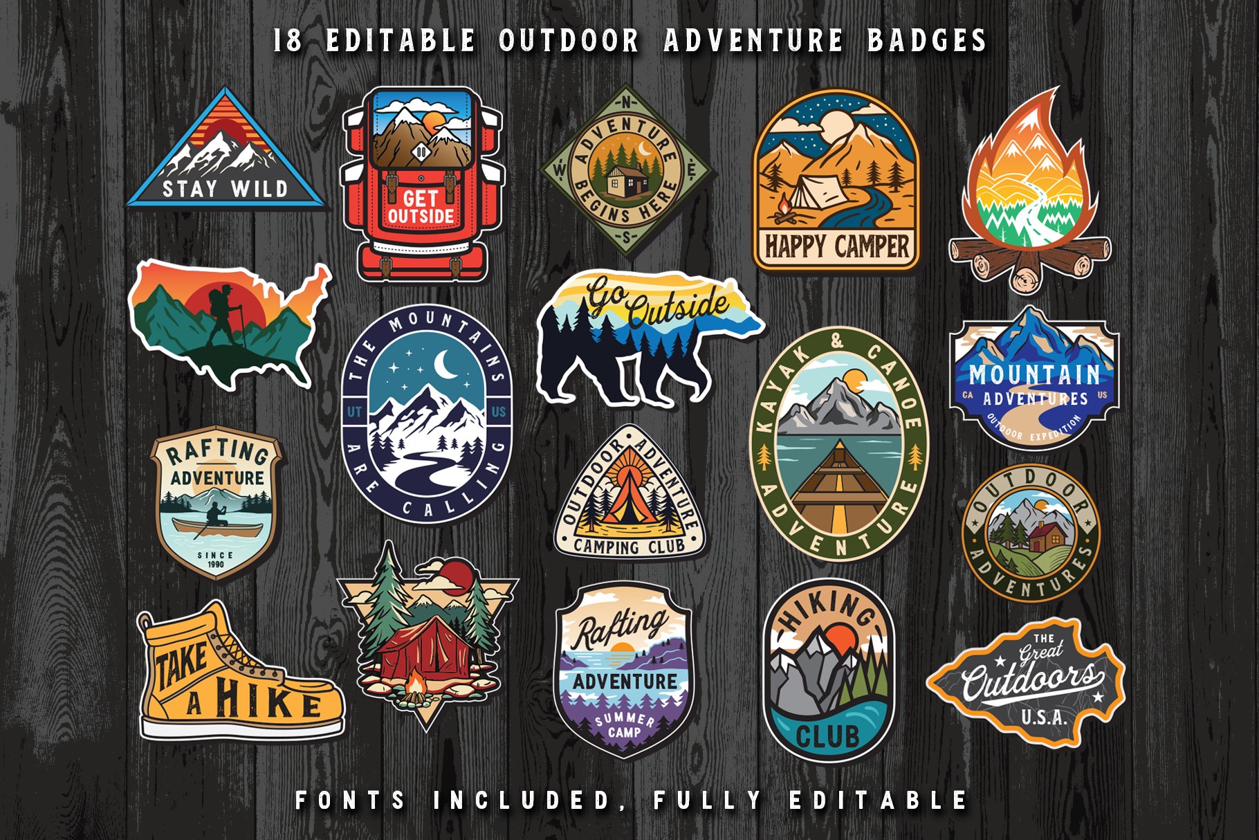 Outdoor Adventure Patch Set preview image.