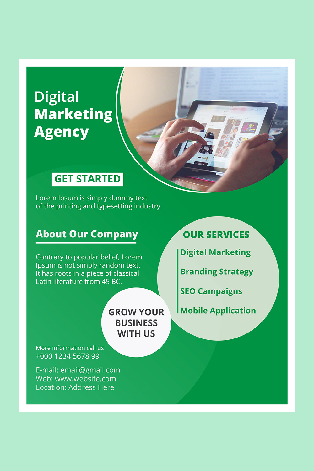 Digital marketing agency flyer pinterest preview image.
