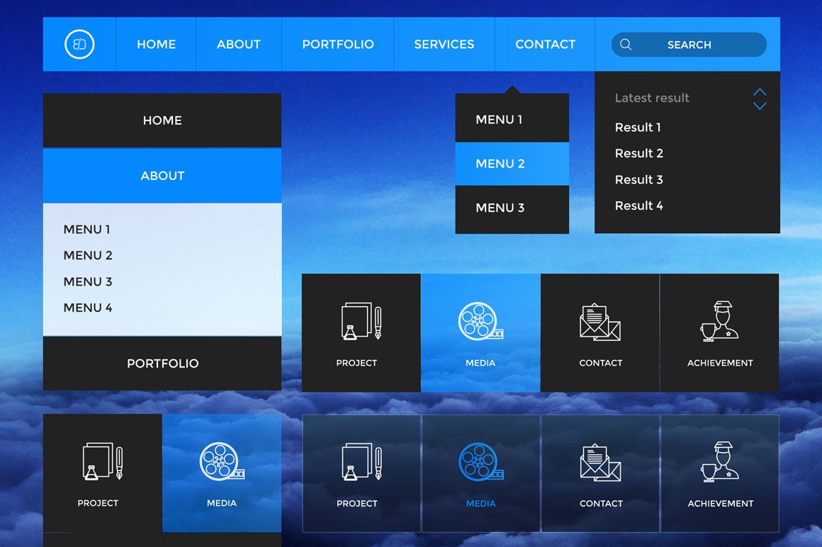 Cloudy Retina Web UI Kit preview image.