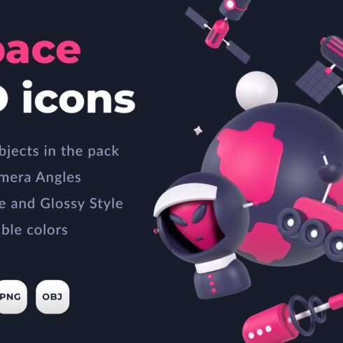 Space 3D icon pack cover image.