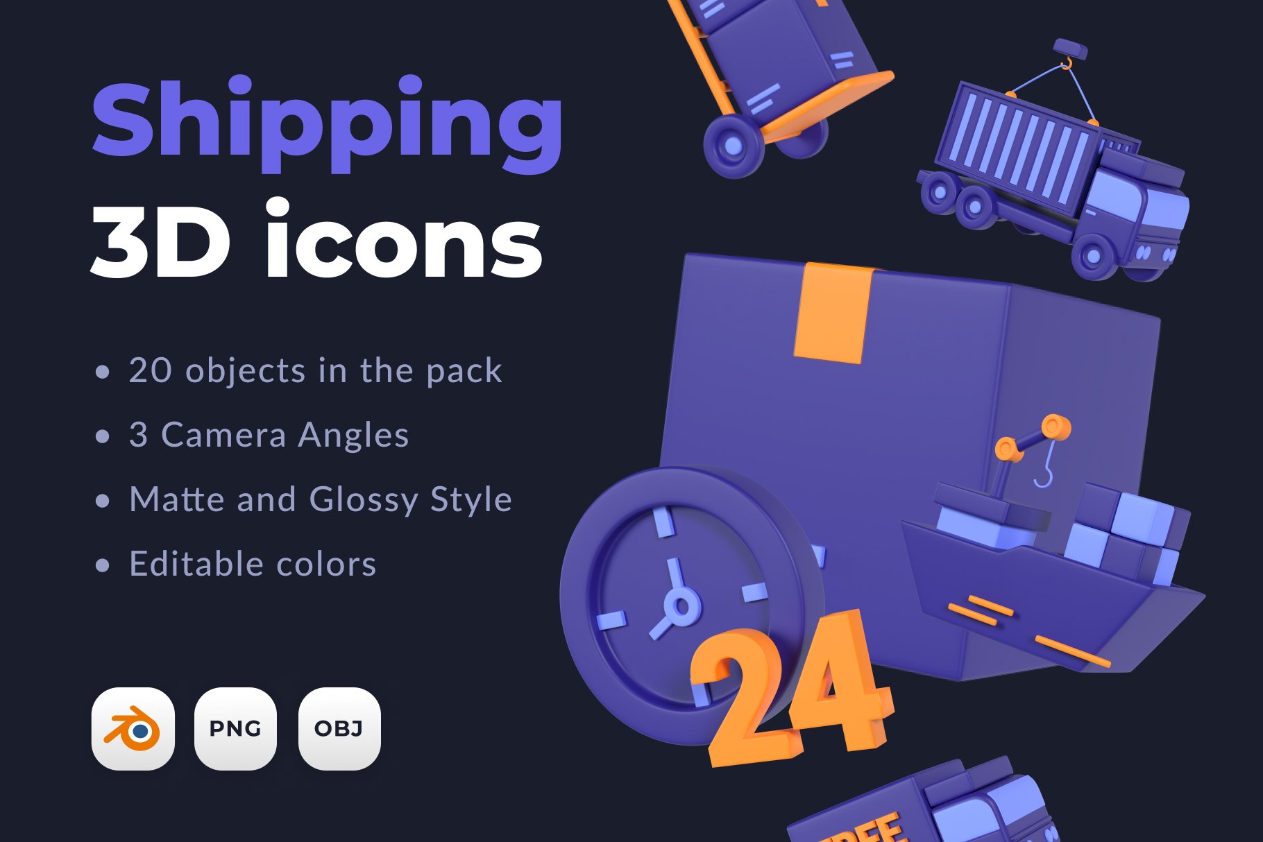 Shipping 3D icon pack cover image.