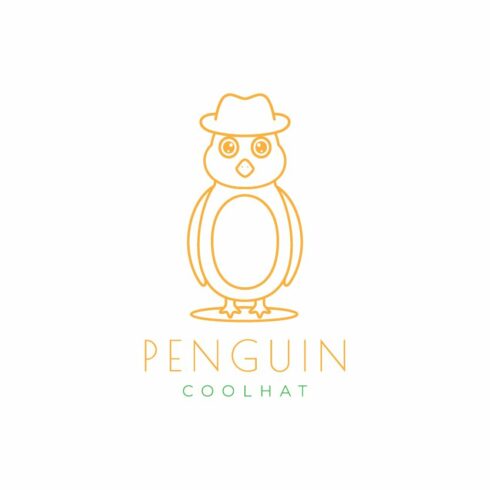 line cute penguin with hat logo cover image.