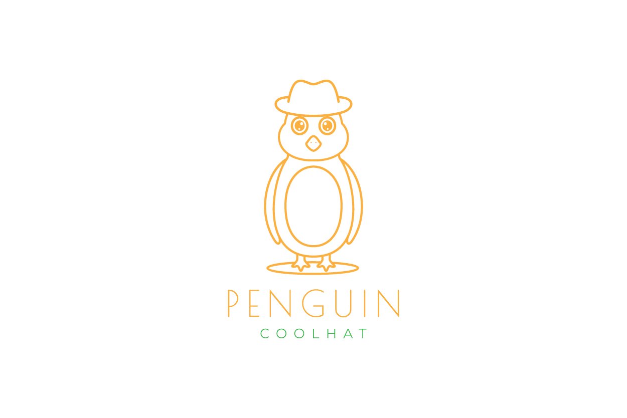 line cute penguin with hat logo cover image.