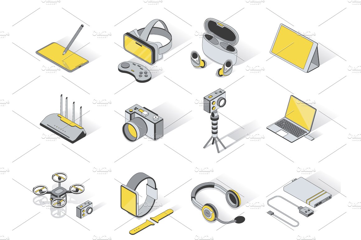 Devices and Gadgets Isometric Icons cover image.