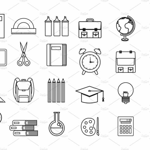 back to school set icons cover image.