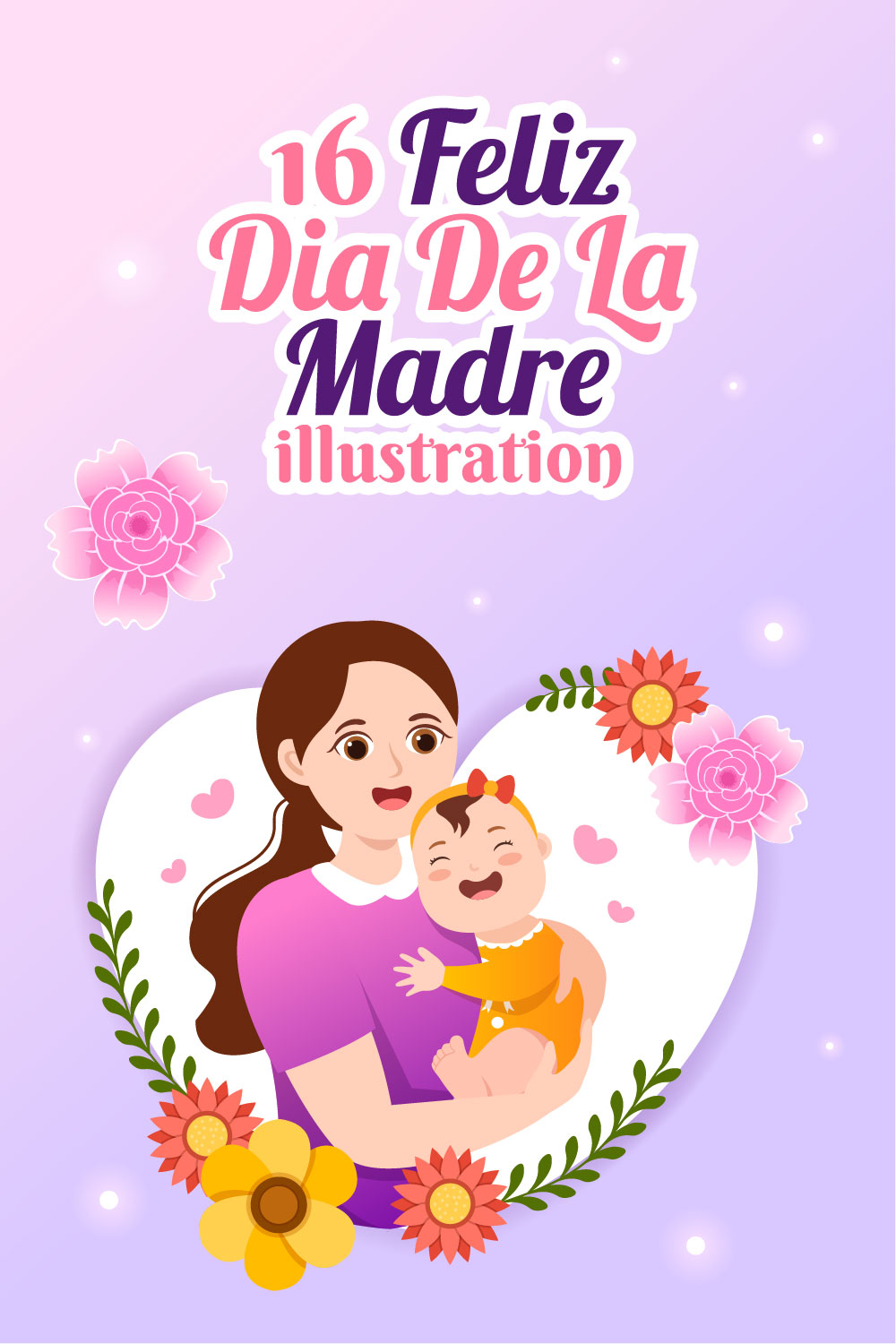 16 Feliz Dia De La Madre Illustration pinterest preview image.