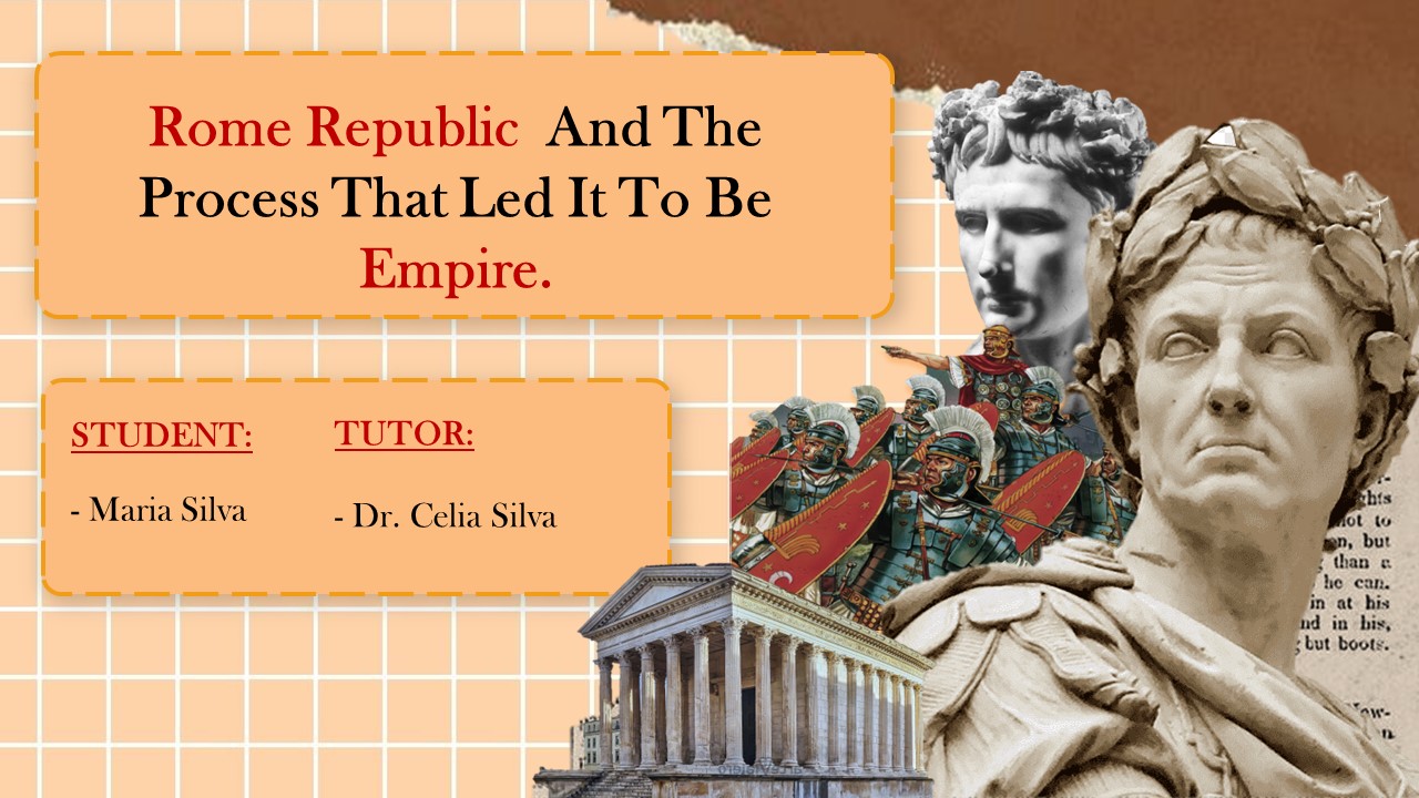 Picture of a statue with a caption that reads rome republic and the process.