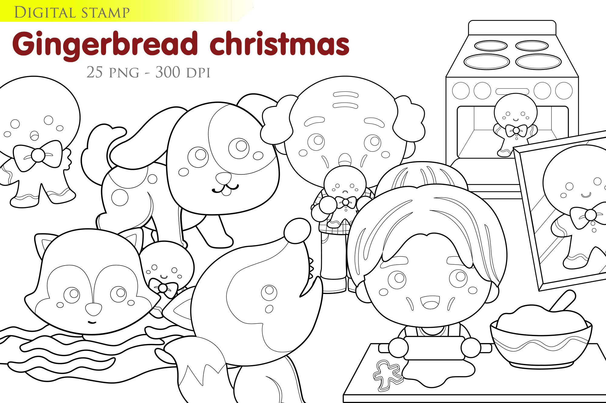 Gingerbread christmas coloring page.
