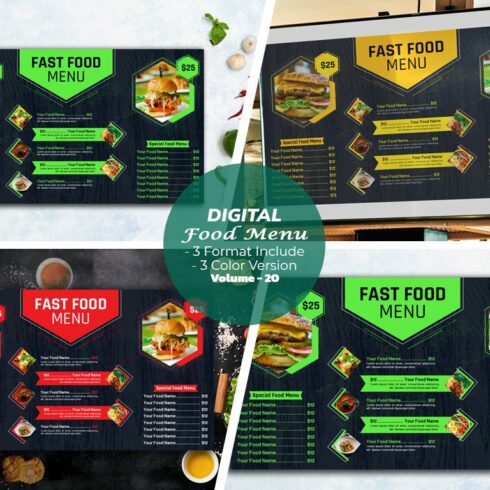 Digital Food Menu Design Template cover image.