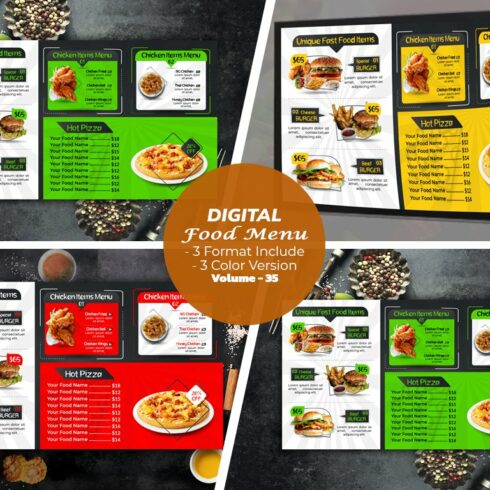 Digital Food Menu Design Template cover image.