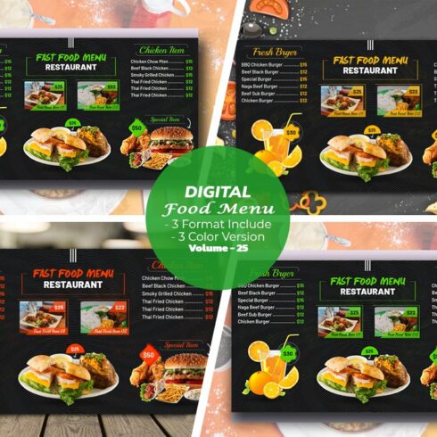 Digital Food Menu Design Template cover image.