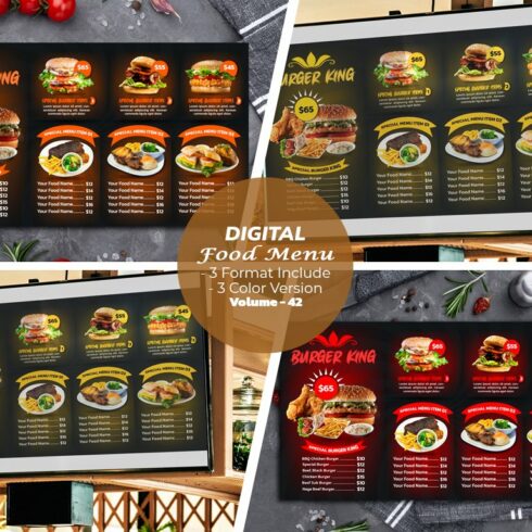 Digital Food Menu Design Template cover image.